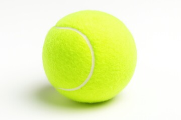 White background with a solitary tennis ball