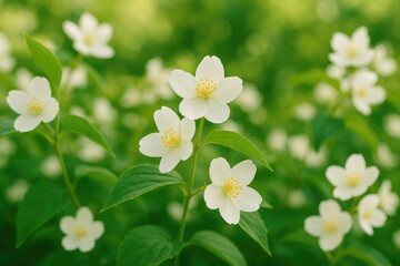 Fototapeta premium The Elegance of Jasmine Blossoms in the Garden