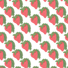 Strawberry Seamless Vector Patterns with Floral and Polka Dot Elements
