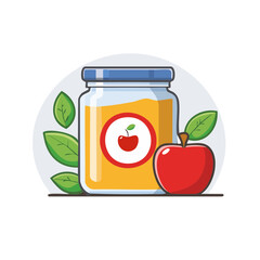 Jar of Apple Butter Isolated on a Transparent Background 