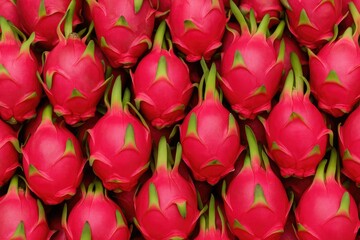 Vibrant red pitaya available at the market
