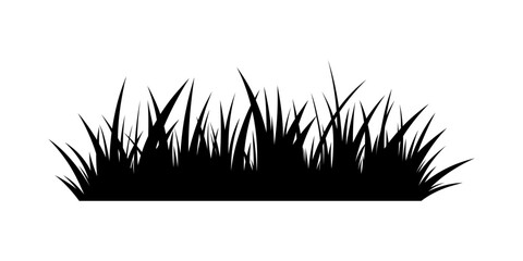 Grass, illustration, black silhouette isolated on a white background, flat design, vector. A botanical graphic element for borders, decorations, banners, and backgrounds. Realistic vegetation