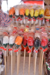 Lot of different hand made sweets at village fair in Serbia