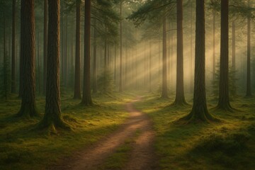 Obraz premium Sparse woodland perfect for outdoor camping adventures