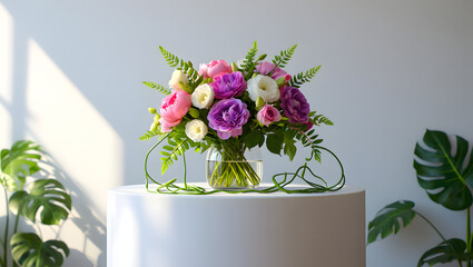 A beautiful pink orchid bouquet in a vase, a perfect floral decoration