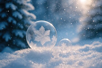 Ice-encrusted bubbles during the cold season
