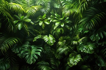 Green prehistoric jungle leaves