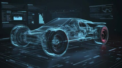 Futuristic digital car design blueprint. - Powered by Adobe