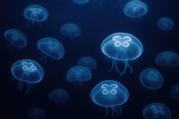 Naklejka premium A collection of jellyfish drifting in an aquatic exhibit