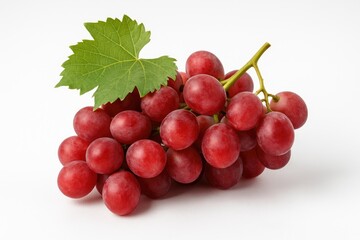Fototapeta premium Vivid Red Grapes on White Surface with Sharp Focus