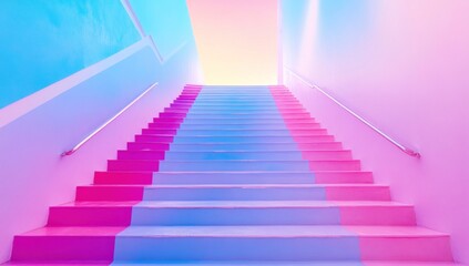 Vibrant Pastel Stairway Leading to a Bright Future Perspective