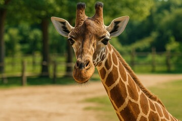 Obraz premium Zoo giraffe encounter