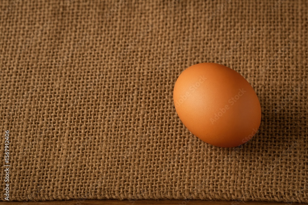Aufkleber fresh poultry egg on a rustic fabric backdrop with space for text