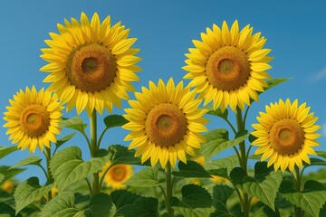 Fototapeta premium Cluster of Bright Sunflowers