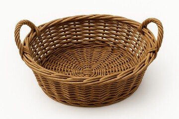 Fototapeta premium White background featuring an empty woven wooden basket
