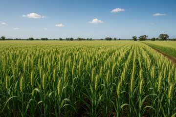 Summer scene of a golden wheat field in a rural farming area
