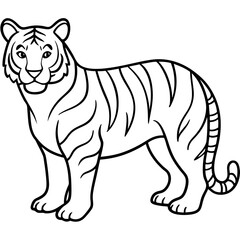 White Tiger Silhouette Linear Animal Art Design