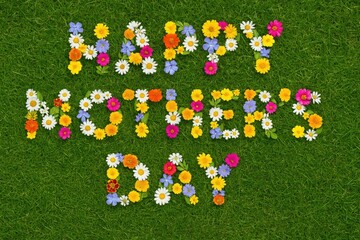 Floral and Blossom Letters Forming a Word for Celebrating Mother's Day