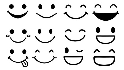 Smile emotion template. Smiling happy Icon hand drawn. Cute abstract Vector illustration