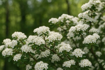 Springtime Bloom of Firethorn (Pyracantha)