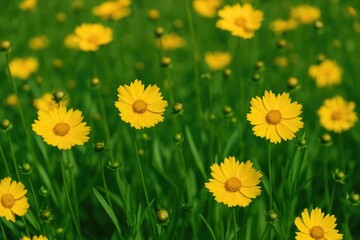 Fototapeta premium The stunning allure of yellow and green flowers