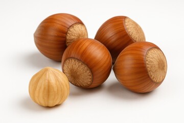 Almond and nut cluster on a plain white backdrop