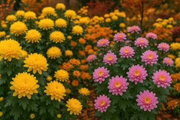 Obraz premium Exquisite Chrysanthemum Exhibition at the Iconic Garden