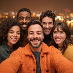 Group of friends enjoying a joyful moment together.