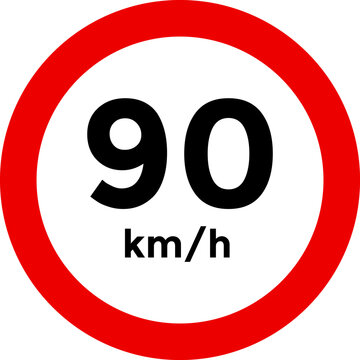 Speed limit sign 90 km h icon. depicting speed limits ranging. Circular road signs. traffic sign.  the way forward symbol. Road signs with speed limit warnings
