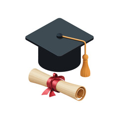 graduation cap and diploma