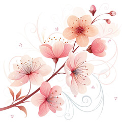 A Abstract Blossoms on white background