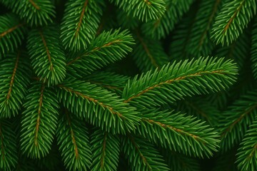 Close-up of green spruce twigs with textured background