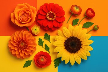 Naklejka premium Exploring the Relationship Between Flowers and Colors in Color Theory