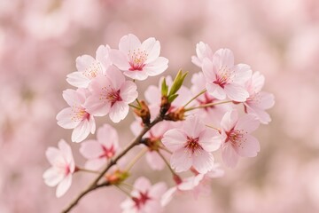 Vibrant springtime scene showcasing delicate pink cherry blossom petals