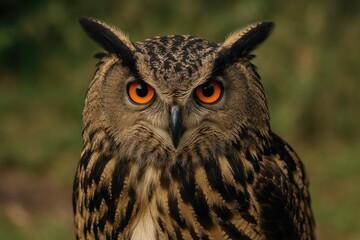 Close-up of a Eurasian Eagle Owl's Face