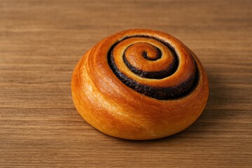 Fototapeta premium Warm freshly baked bread resting on a rustic wooden surface