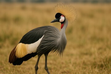 Obraz premium Elegant Grey Crowned Crane in Flight