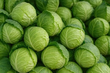 Fototapeta premium Freshly harvested cabbages available for purchase