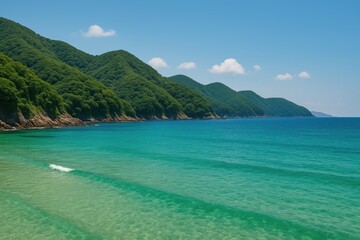 Vibrant coastal scenery featuring lush greenery and ocean views