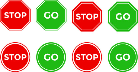 Stop and go sign. Semaphore sign business concept. traffic control and safety.  Road safety sign board symbols
