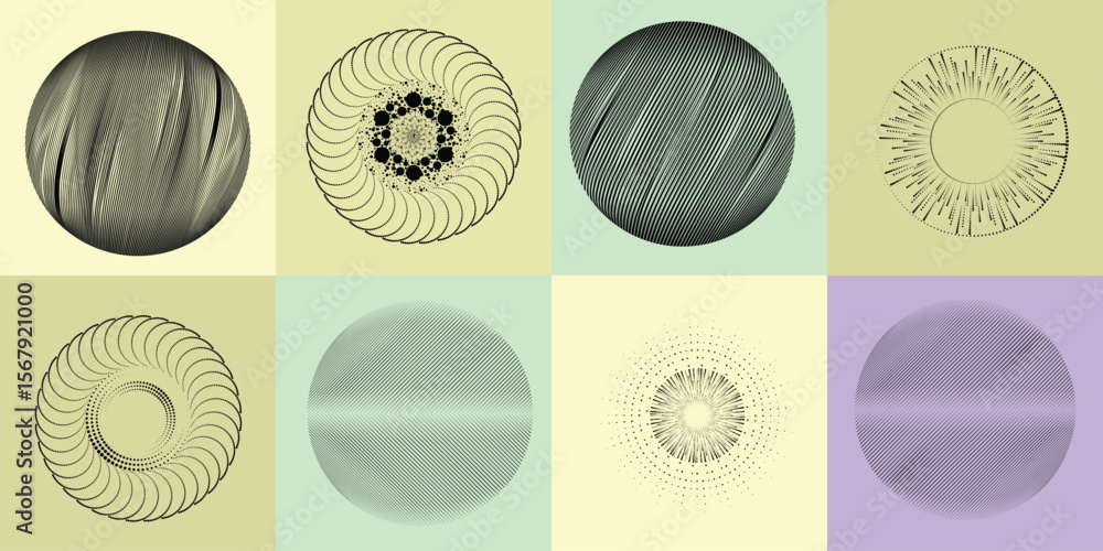 Poster lines and dots in circle form .rotate rounded shape vector illustration .rotating dots form a circle