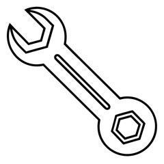 Wrench Silhouette Line Art Illustration
