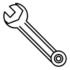 Wrench Silhouette Line Art Illustration
