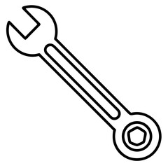 Wrench Silhouette Line Art Illustration
