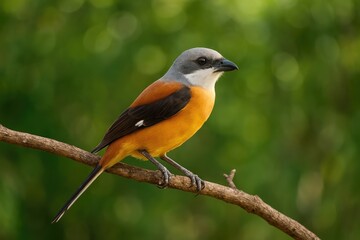 A Grey-headed Shrike Sitting on a Tree Branch