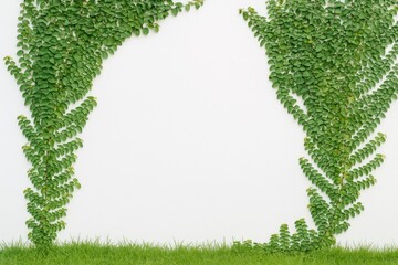 Lush tropical ivy climbing a white wall for a stunning green display