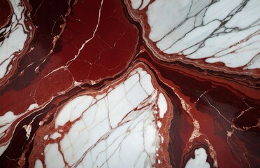 Close-Up of Red and White Marble Surface with Swirling Pattern – Natural Stone Texture Background"