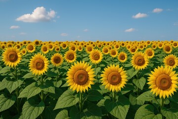 Obraz premium Sunflower fields in bloom: agriculture and floral beauty