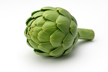 Obraz premium Single fresh artichoke on a white background with a clean cutout