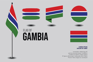 Set of Gambia flag in 5 designs